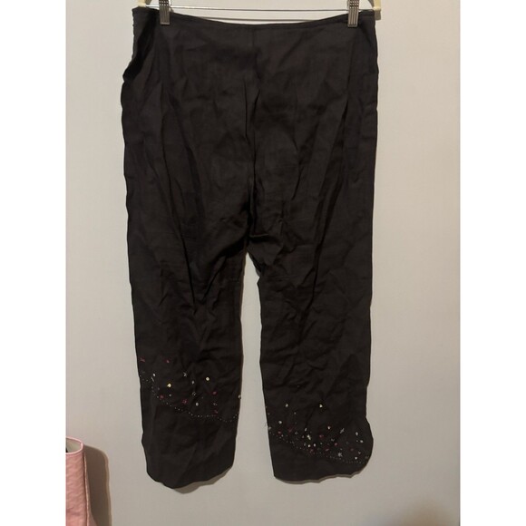 Vintage Beaded Brown Linen Tahari Pants Size 34” Waist - Picture 3 of 3